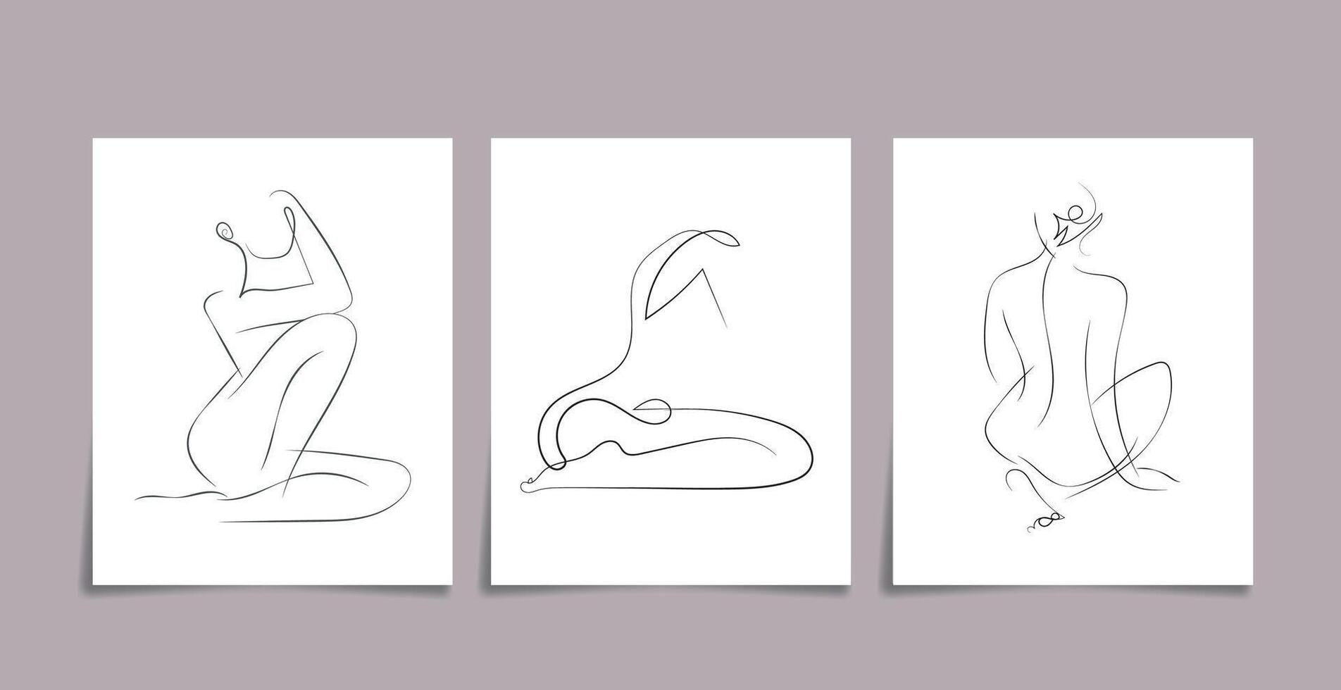 Hand drawn abstract boho wall art minimalist covers set vector