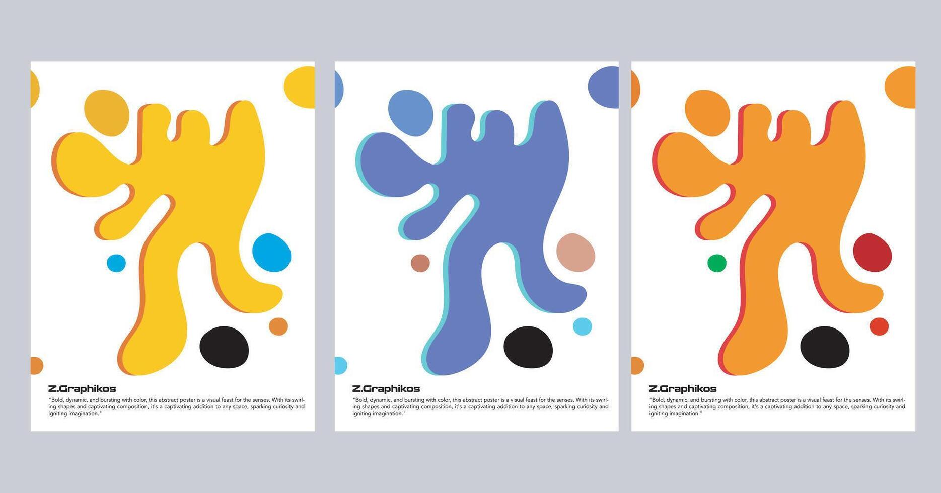 Hand drawn abstract boho wall art minimalist covers set vector