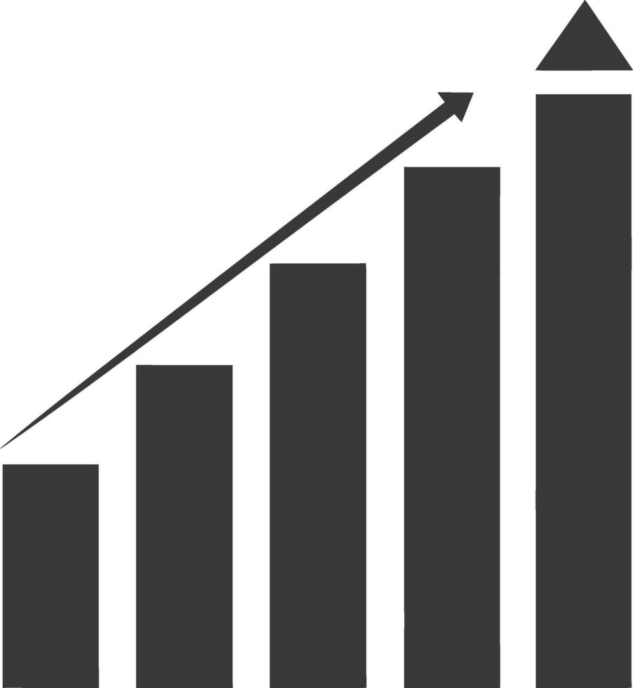 Silhouette Infographic bar graph growth 2D object black color only vector