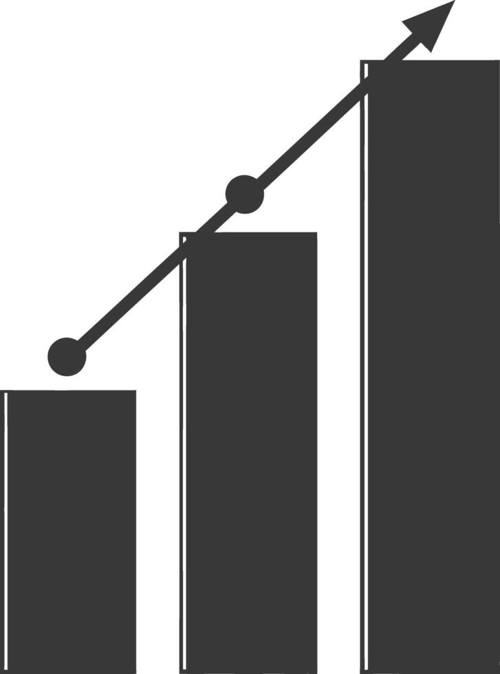 Silhouette Infographic bar graph growth 2D object black color only vector