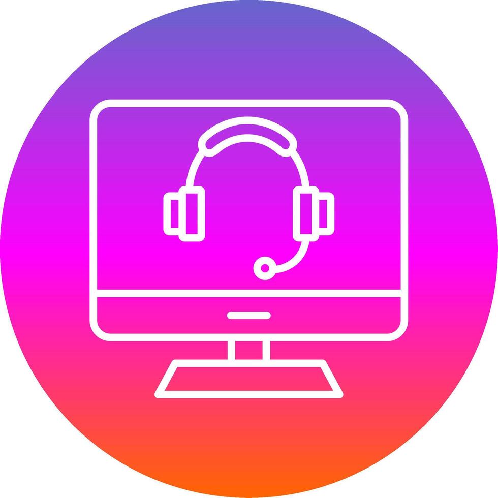 Computer Line Gradient Circle Icon vector