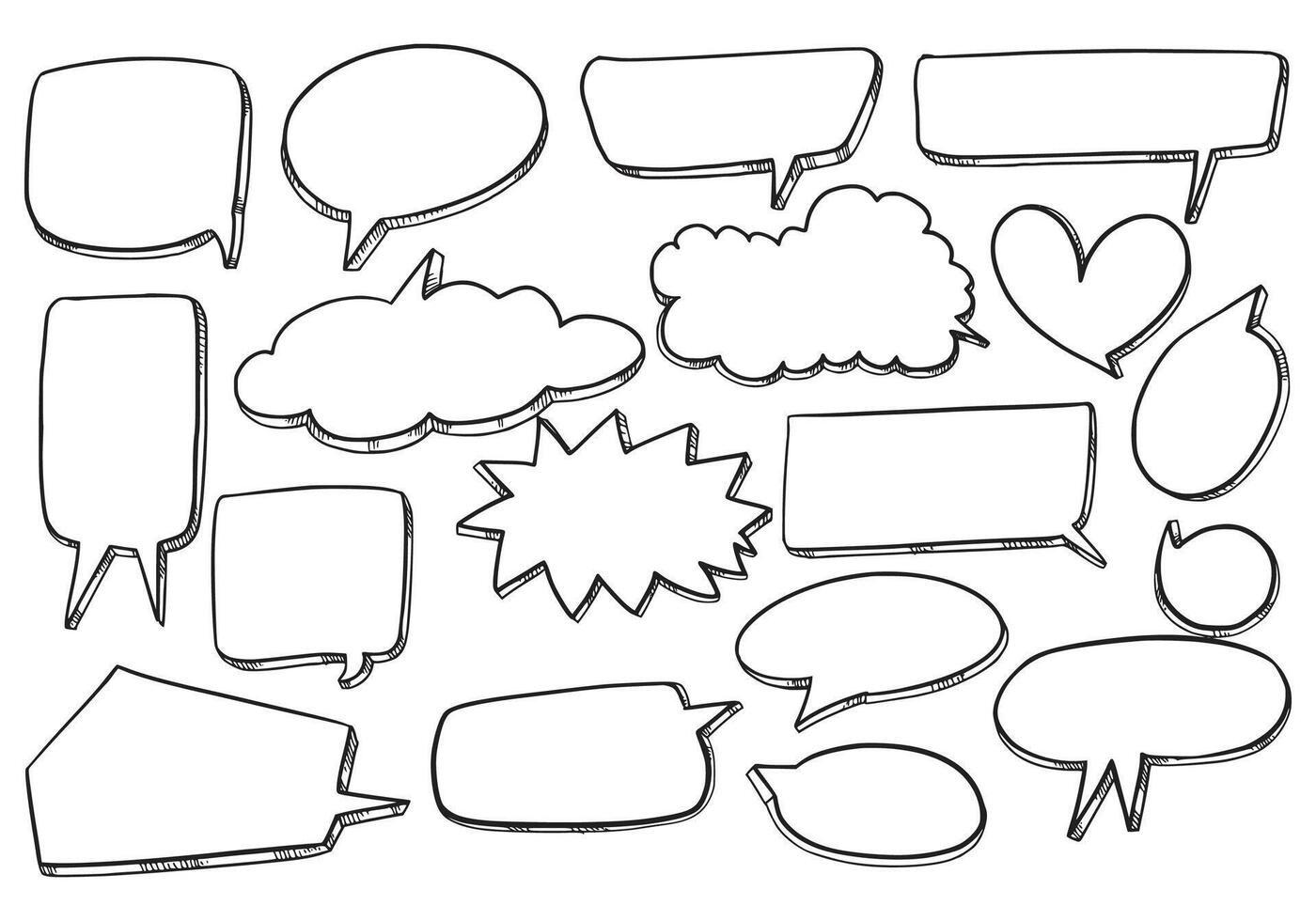 Hand draw chat sketch set design vector
