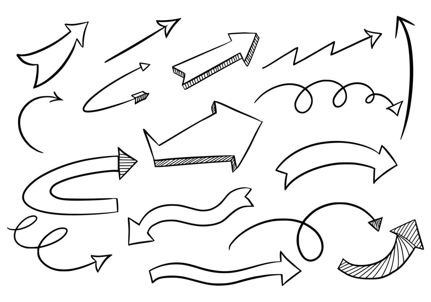 Modern different doodle arrows set design vector