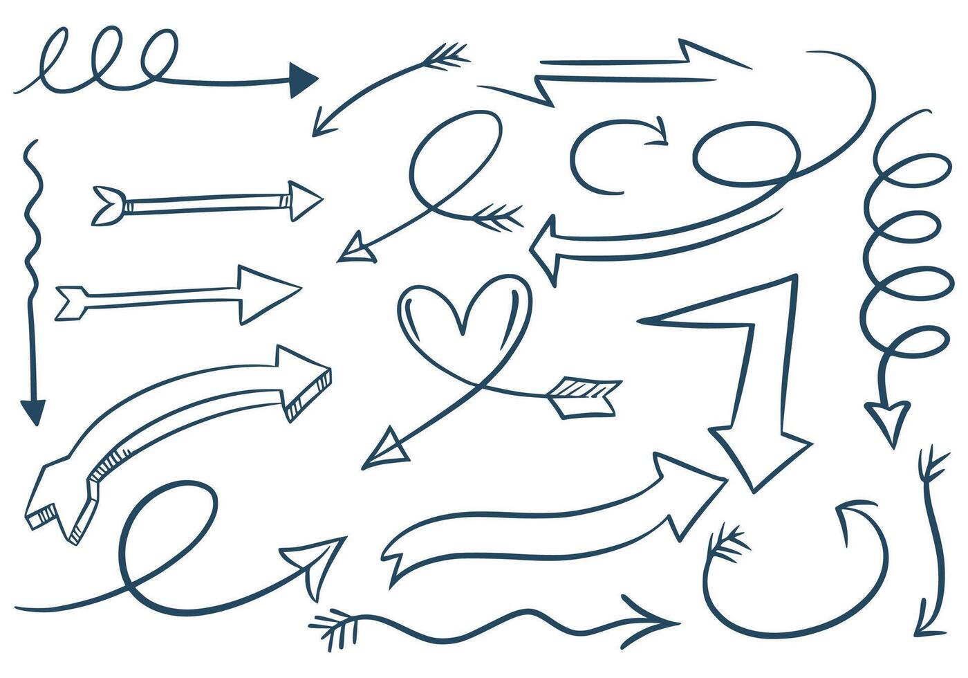 Modern different doodle arrows set design vector