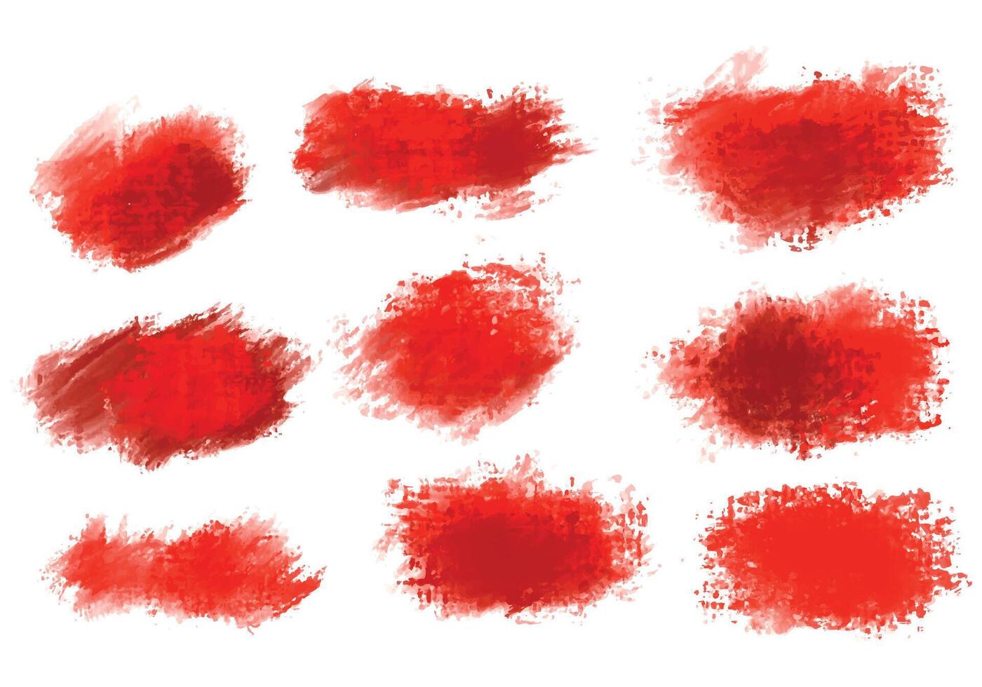 Ink paint red brush stroke splatter set design vector