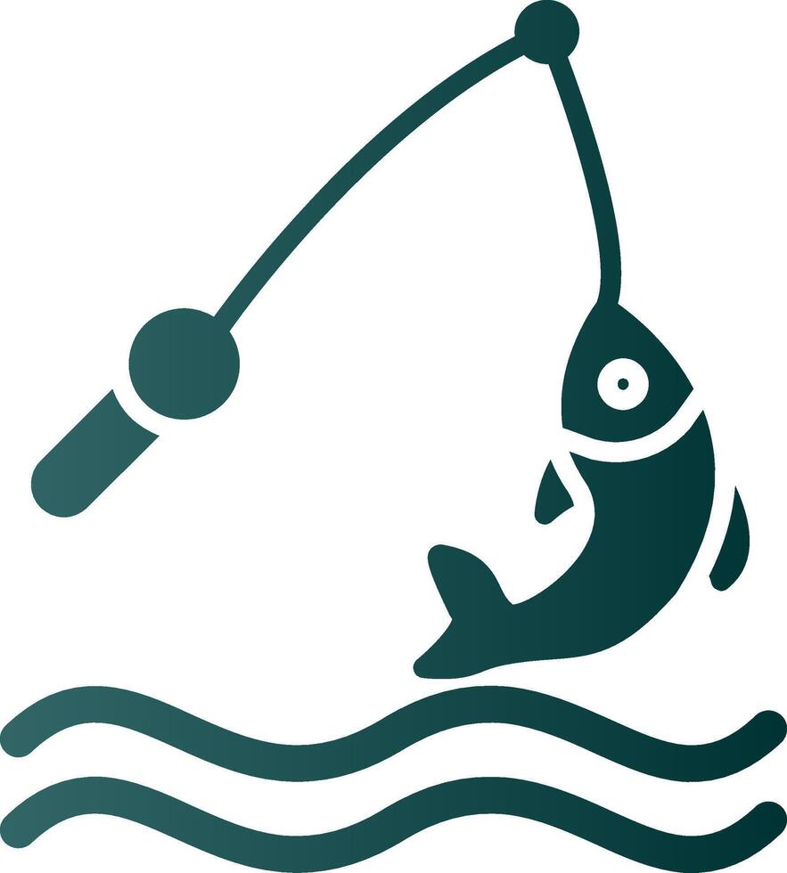 icono de gradiente de glifo de pesca vector