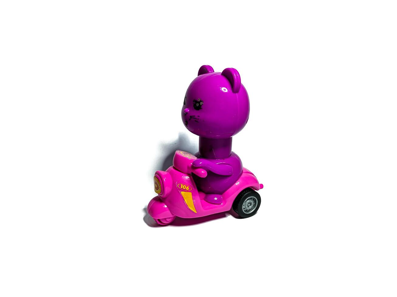 isolated image of a motorbike-shaped children's toy. taking pictures from the side photo