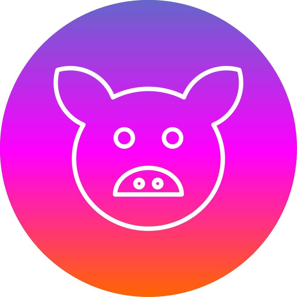 Pig Line Gradient Circle Icon vector