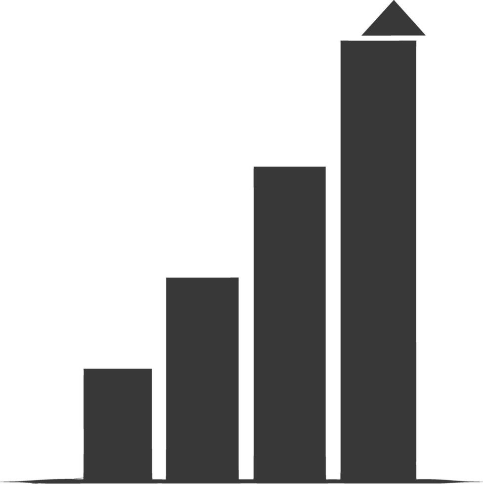 Silhouette Infographic bar graph growth 2D object black color only vector