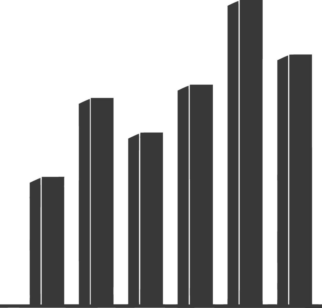 Silhouette Infographic bar graph growth 2D object black color only vector