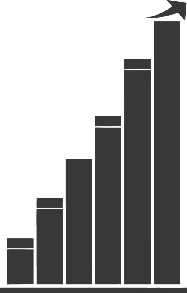 Silhouette Infographic bar graph growth 2D object black color only vector