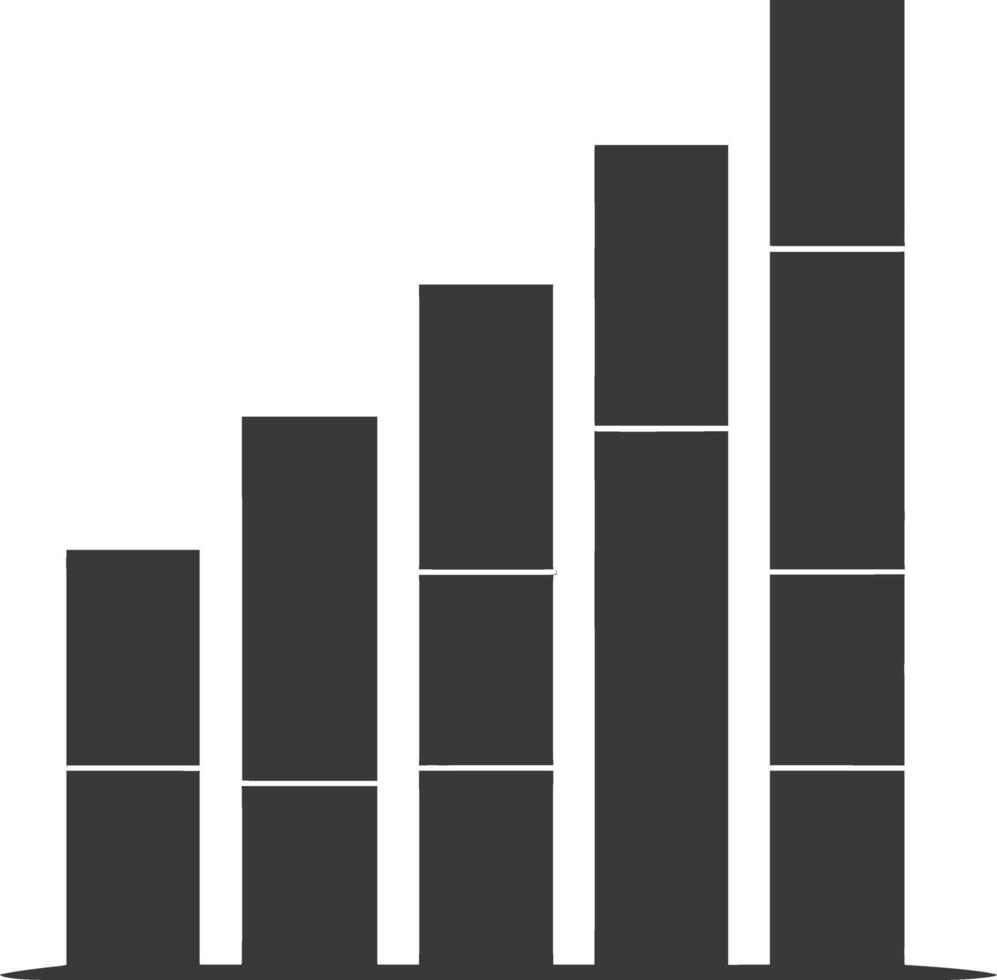 Silhouette Infographic bar graph growth 2D object black color only vector