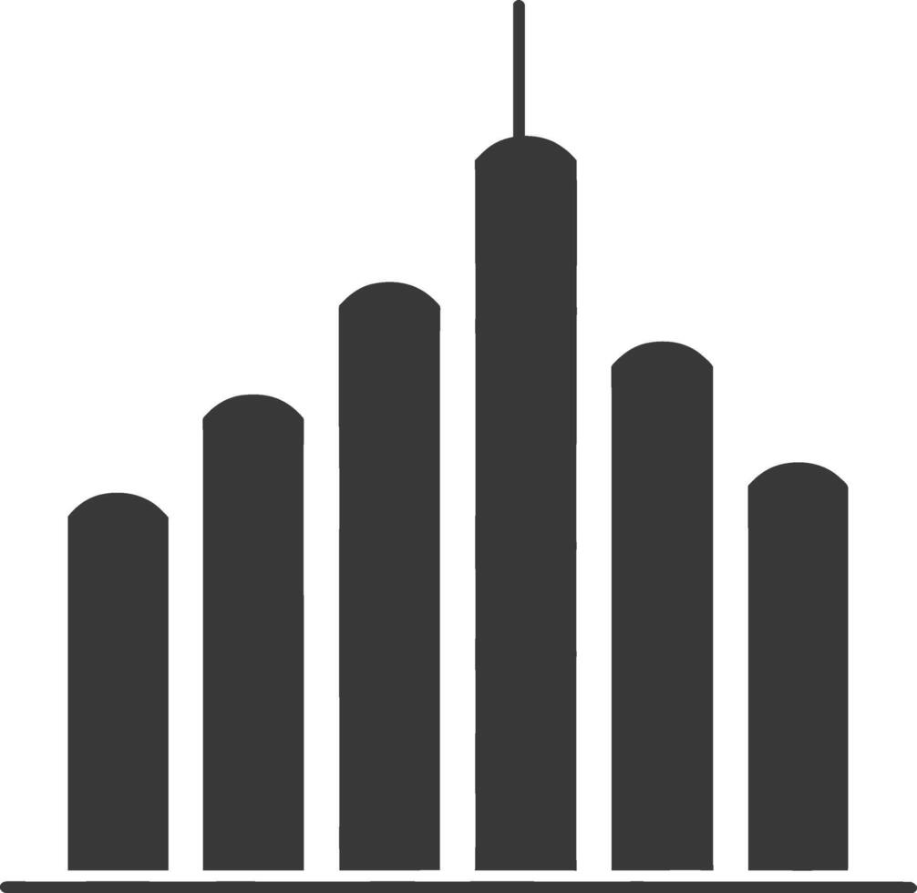 Silhouette Infographic bar graph growth 2D object black color only vector