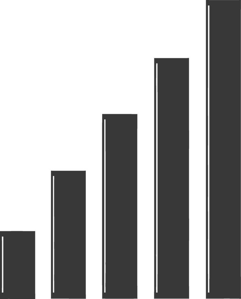 Silhouette Infographic bar graph growth 2D object black color only vector