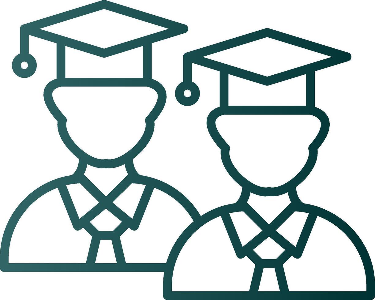 Students Line Gradient Icon vector