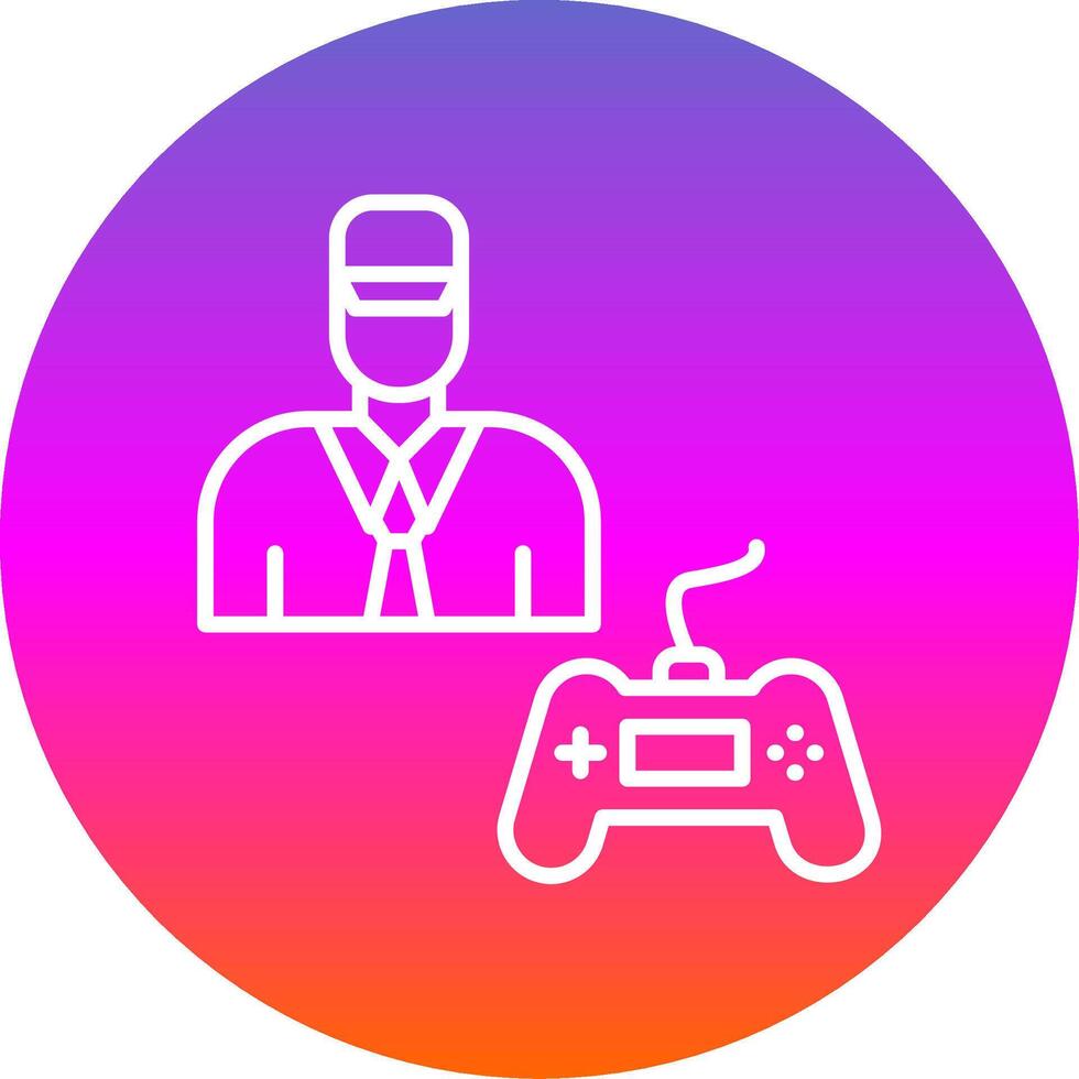 Gamer Line Gradient Circle Icon vector