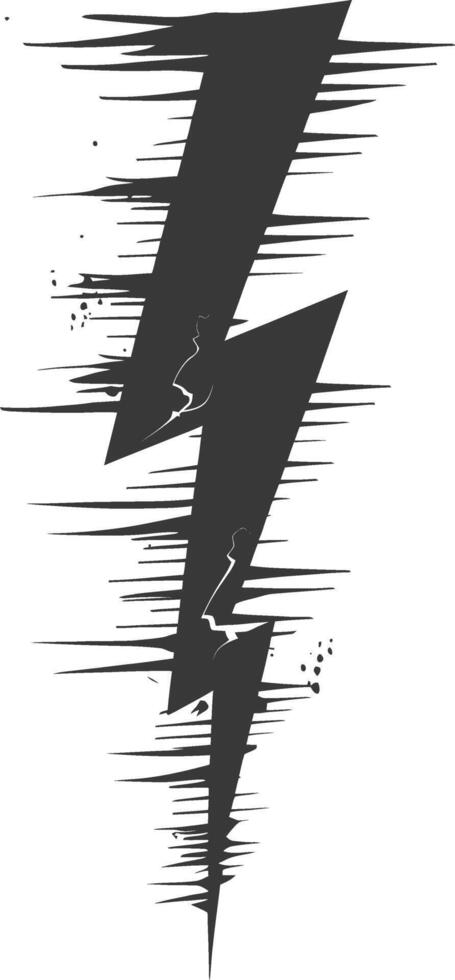 Silhouette Lightning strike bolt black color only vector