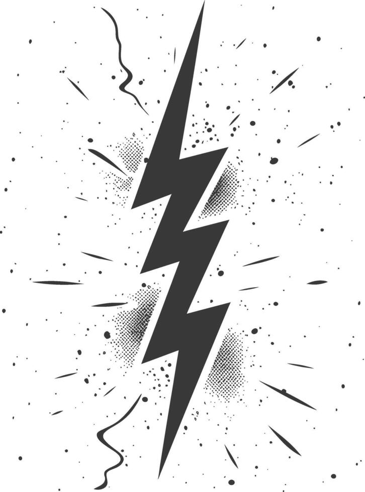 Silhouette Lightning strike bolt black color only vector