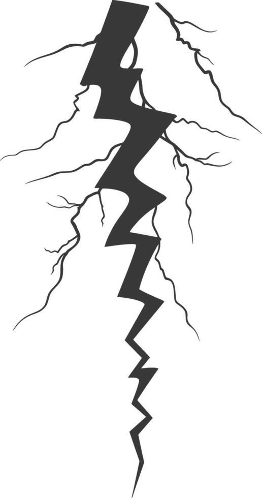 Silhouette Lightning strike bolt black color only vector