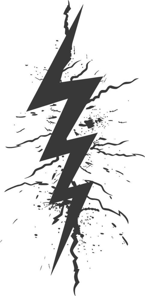 Silhouette Lightning strike bolt black color only vector