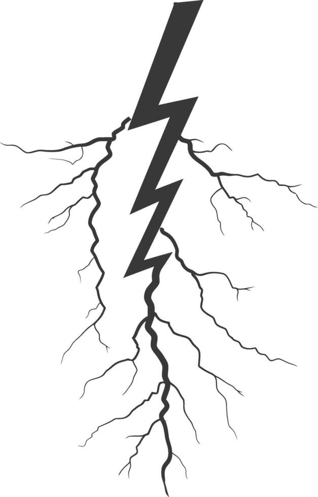 Silhouette Lightning strike bolt black color only vector
