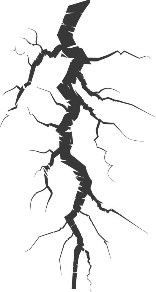 Silhouette Lightning strike bolt black color only vector