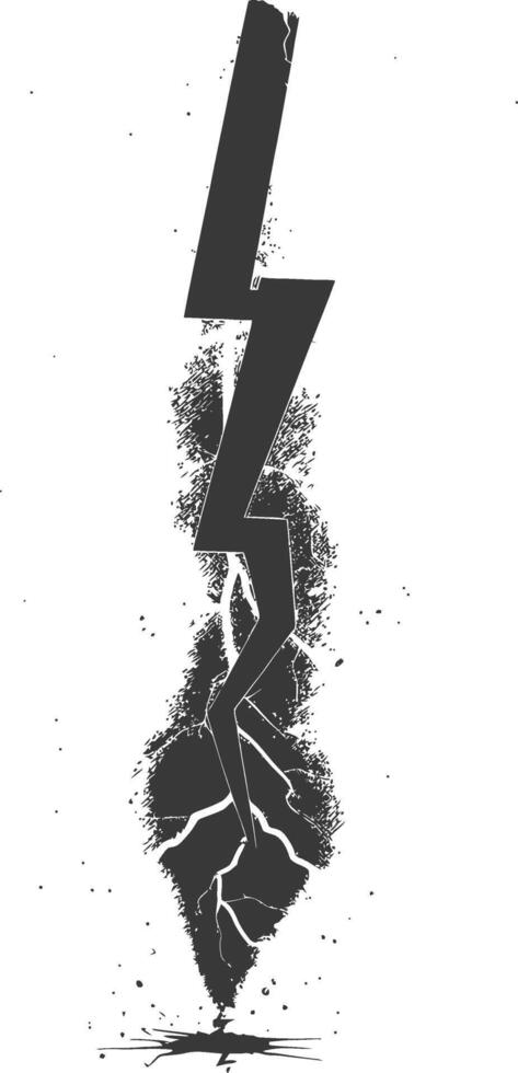 Silhouette Lightning strike bolt black color only vector