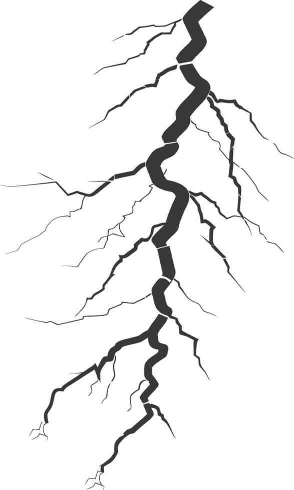 Silhouette Lightning strike bolt black color only vector