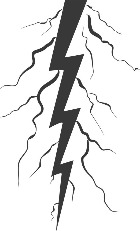 Silhouette Lightning strike bolt black color only vector