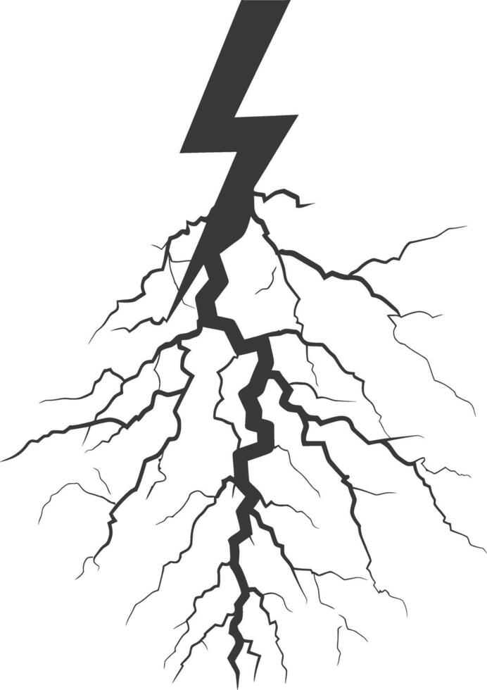 Silhouette Lightning strike bolt black color only vector