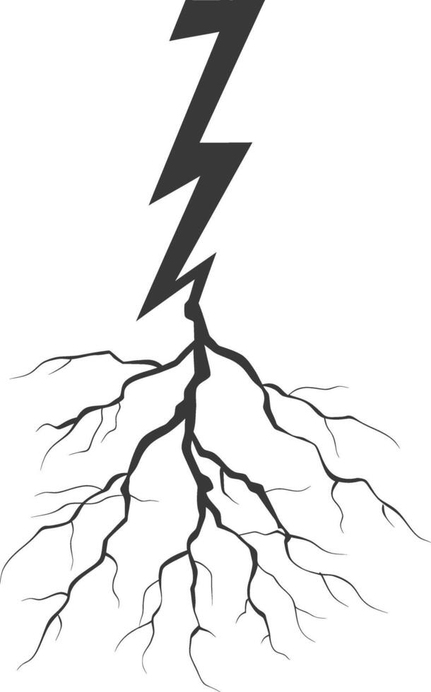 Silhouette Lightning strike bolt black color only vector