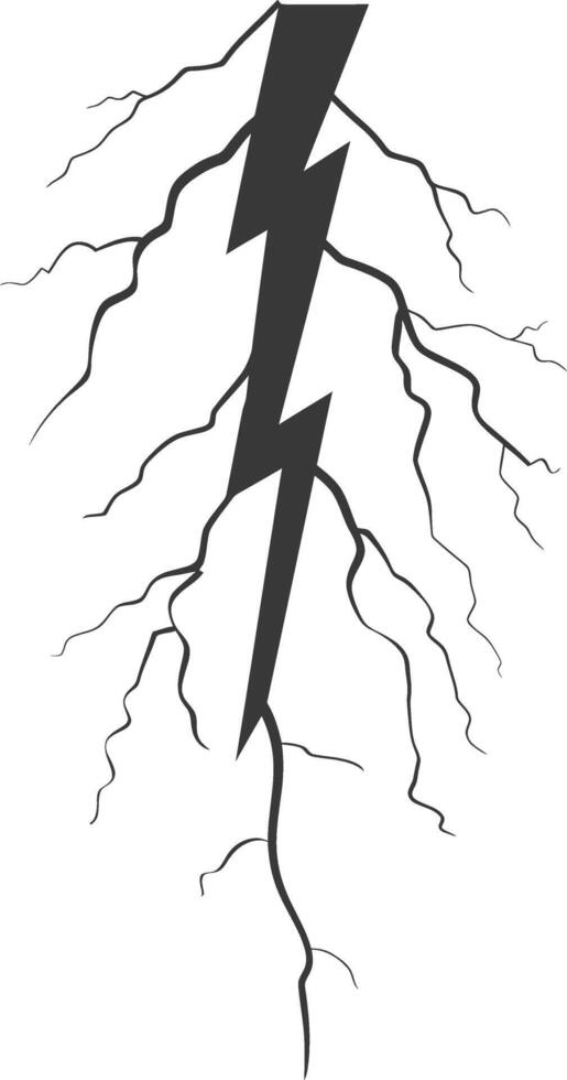 Silhouette Lightning strike bolt black color only vector