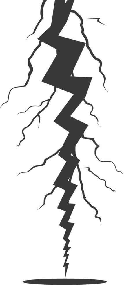 Silhouette Lightning strike bolt black color only vector