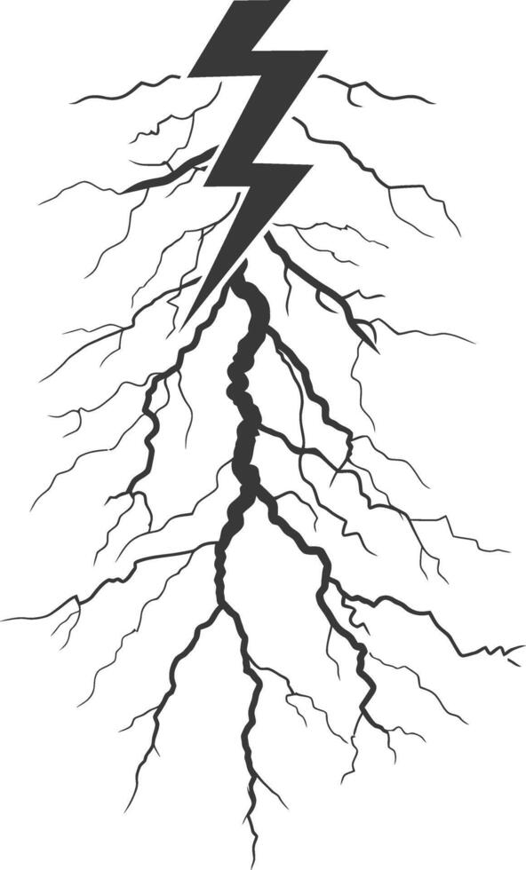 Silhouette Lightning strike bolt black color only vector