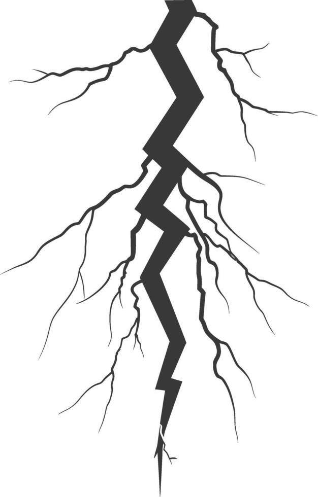 Silhouette Lightning strike bolt black color only vector