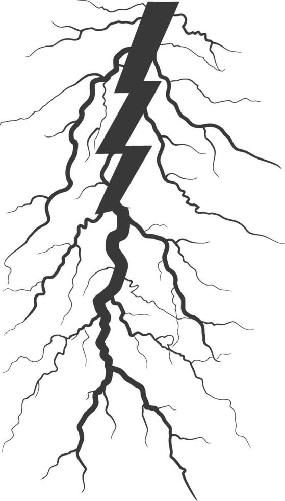Silhouette Lightning strike bolt black color only vector