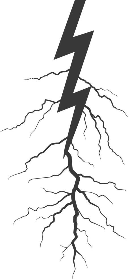 Silhouette Lightning strike bolt black color only vector