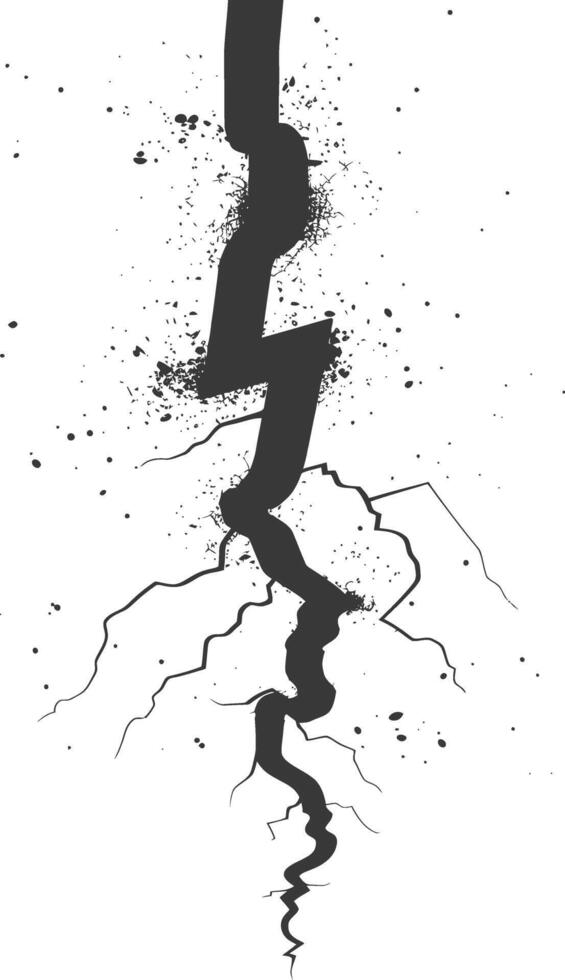 Silhouette Lightning strike bolt black color only vector