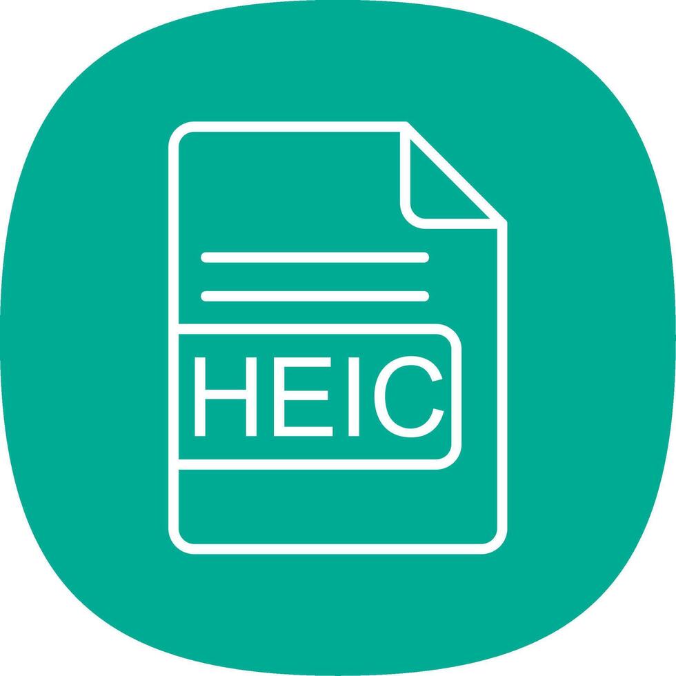 HEIC File Format Line Curve Icon Design vector