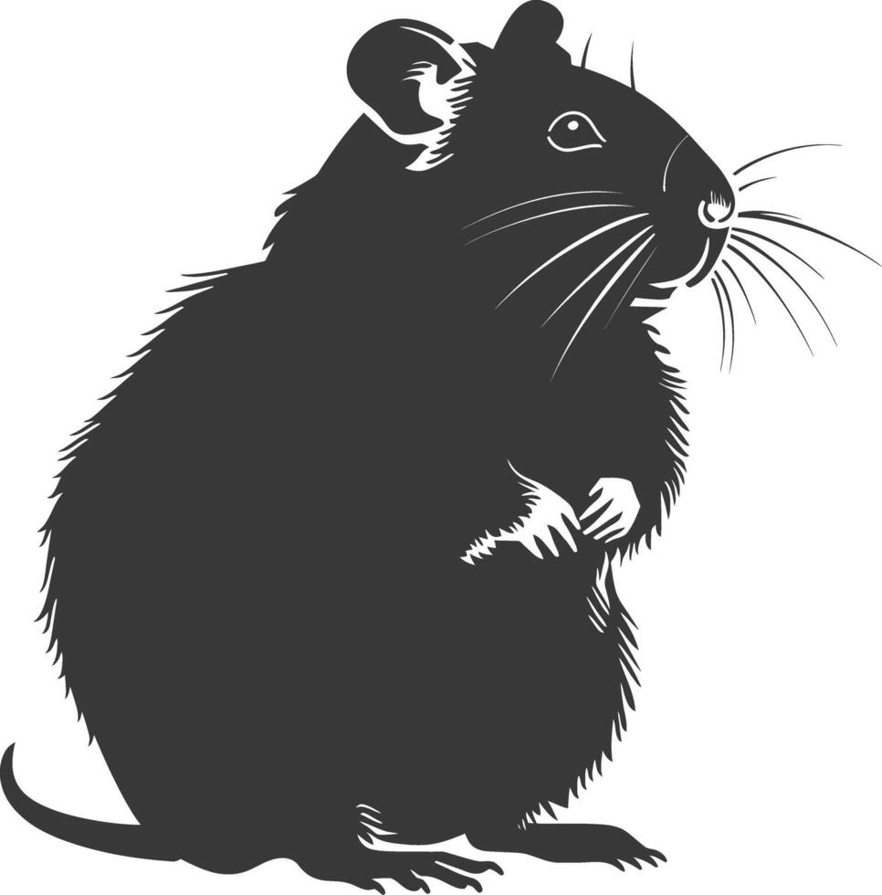 Silhouette hamster animal black color only full body vector