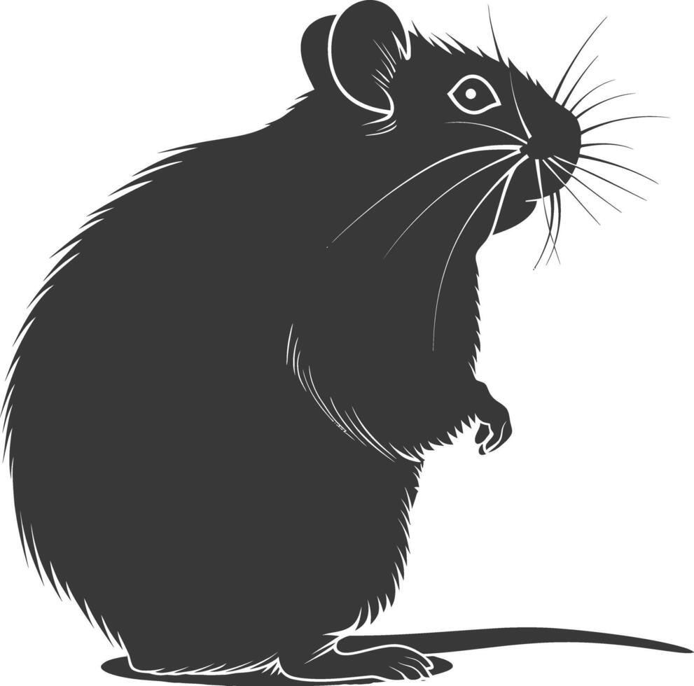 Silhouette hamster animal black color only full body vector