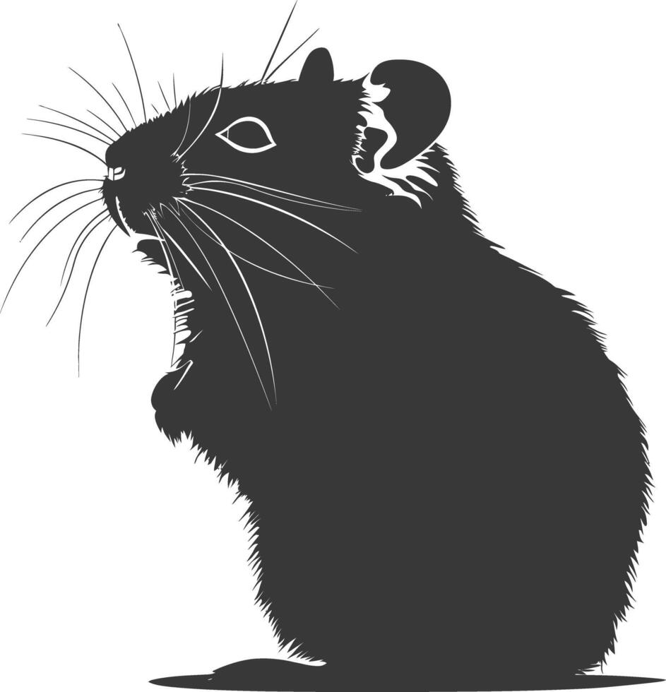 Silhouette hamster animal black color only full body vector