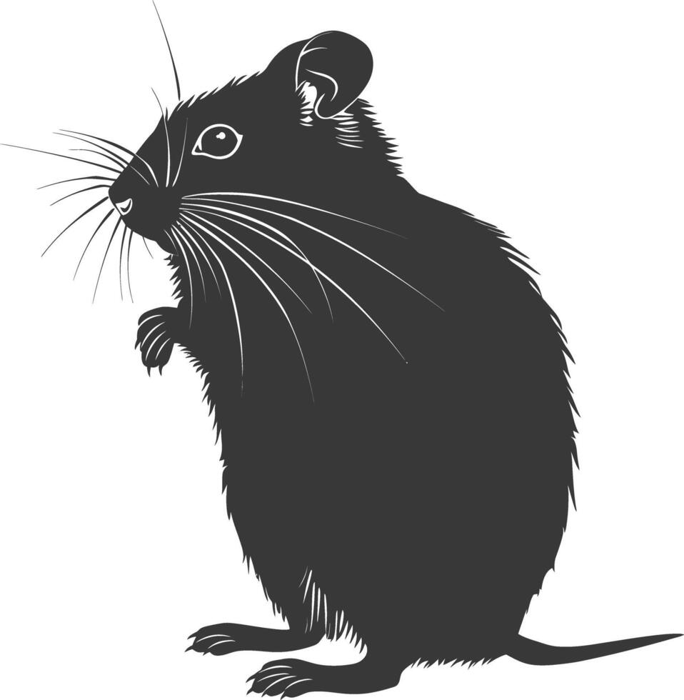 Silhouette hamster animal black color only full body vector