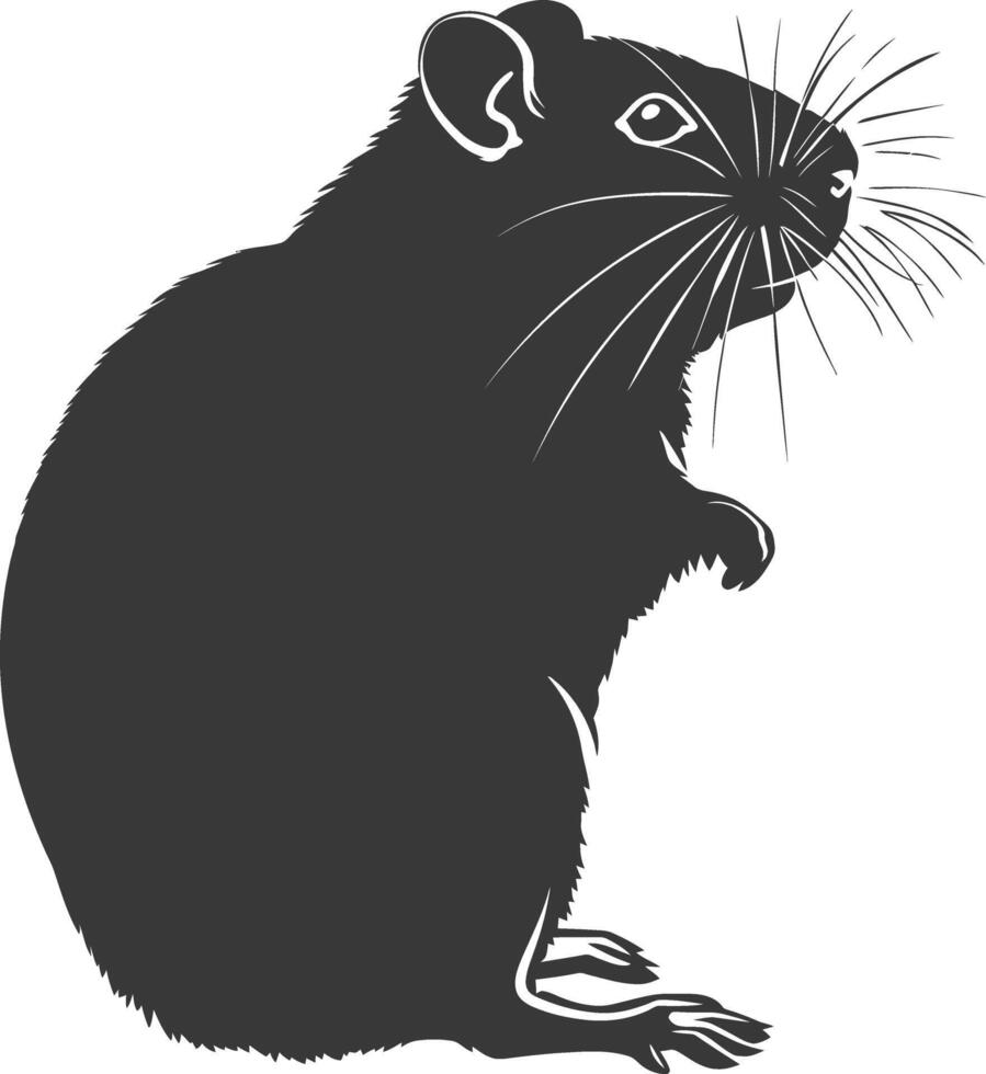 Silhouette hamster animal black color only full body vector