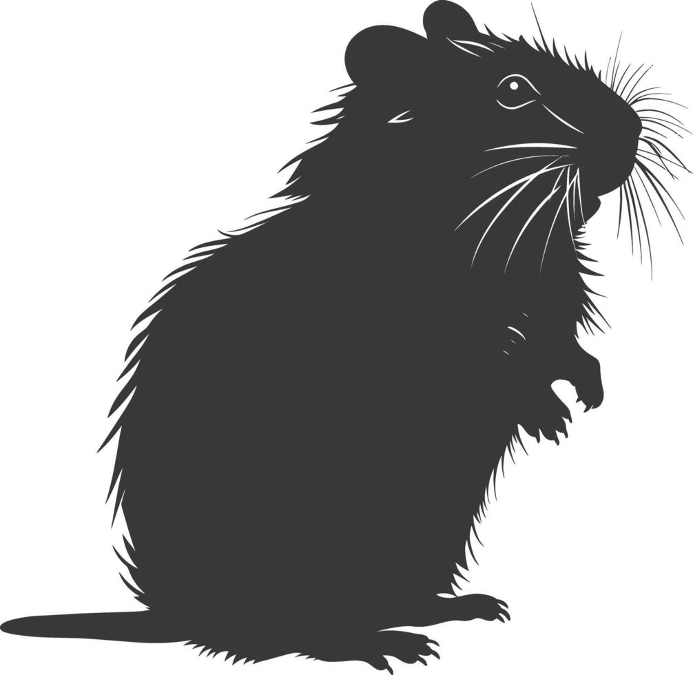 Silhouette hamster animal black color only full body vector