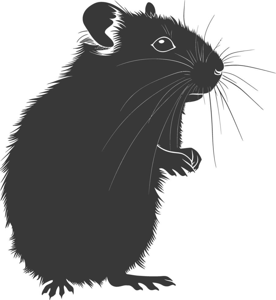 Silhouette hamster animal black color only full body vector