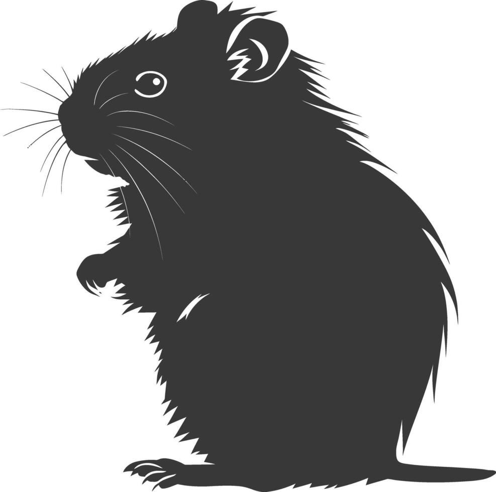 Silhouette hamster animal black color only full body vector