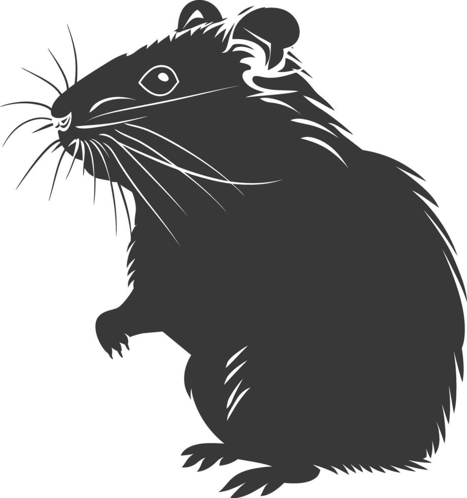 Silhouette hamster animal black color only full body vector