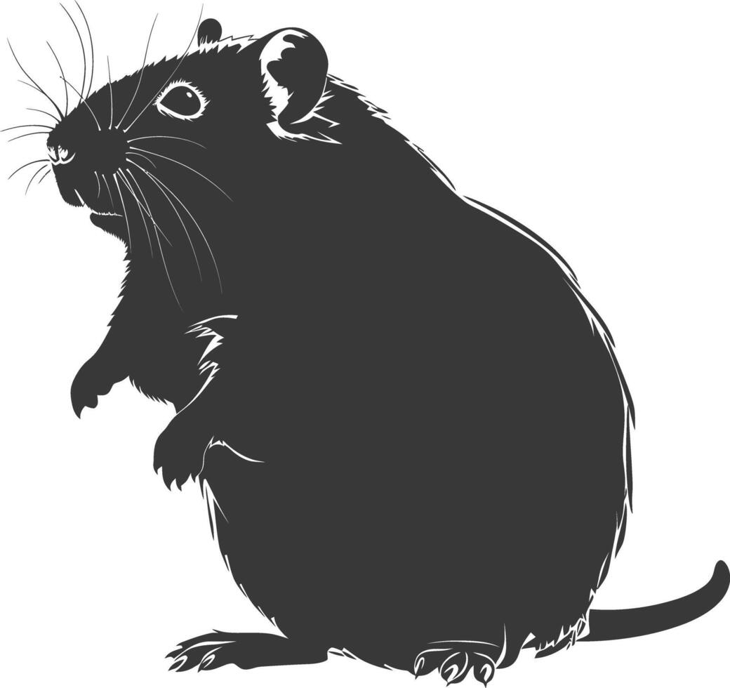 Silhouette hamster animal black color only full body vector