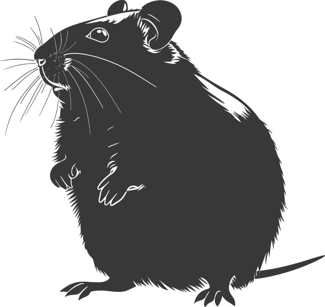 Silhouette hamster animal black color only full body vector